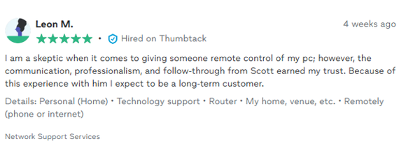 Customer review screenshot