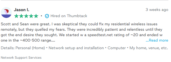 Customer review screenshot