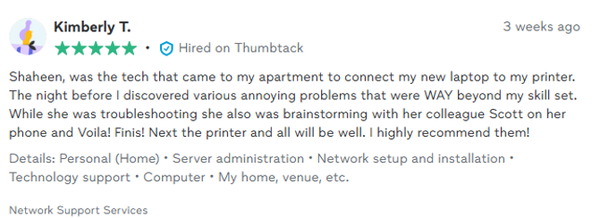 Customer review screenshot