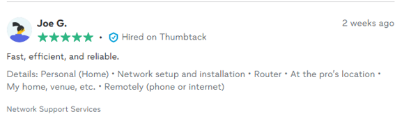 Customer review screenshot